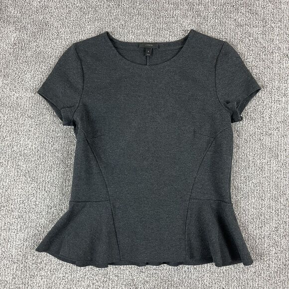 J. Crew Tops - J Crew Shirt Womens Small Gray Peplum Short Sleeve Stretch Casual Top Chic